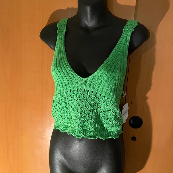 Forever 21 Green Ribbed Crop Tank Top - Picture 1 of 3